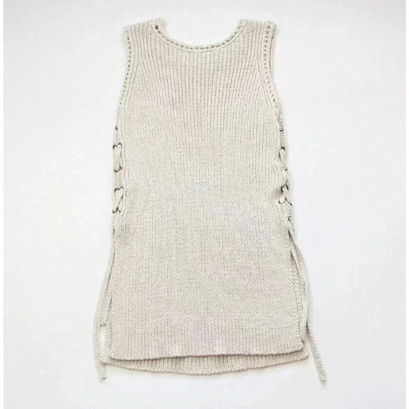 Cupcakes and Cashmere Paxton Chunky Knit Lace Up Sleeveless Sweater Size Small - Picture 2 of 5